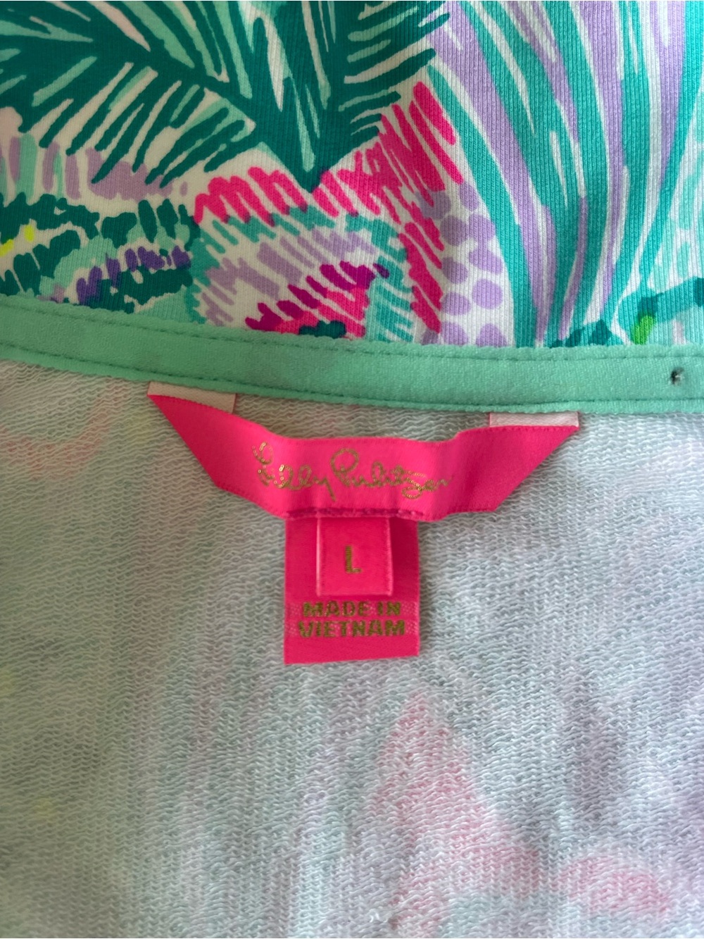 LILLY PULITZER Tropical Print Half-Zip Pullover - Pink & Aqua multicolor - Picture 7 of 8